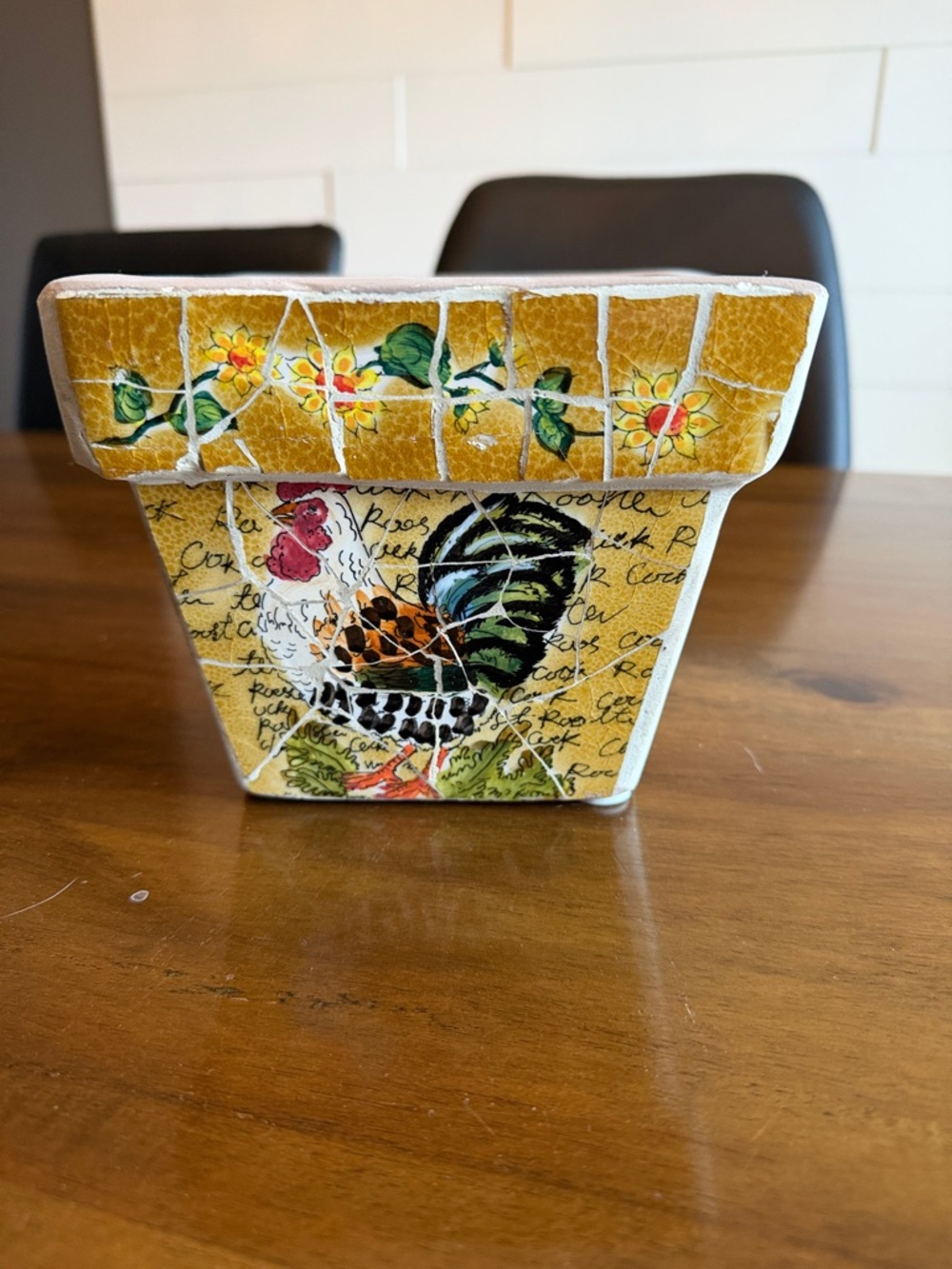 Yellow Rooster Ceramic Decorative Planter